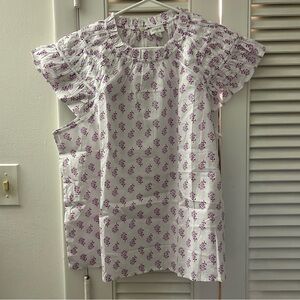J. Crew White and Purple Floral Blouse